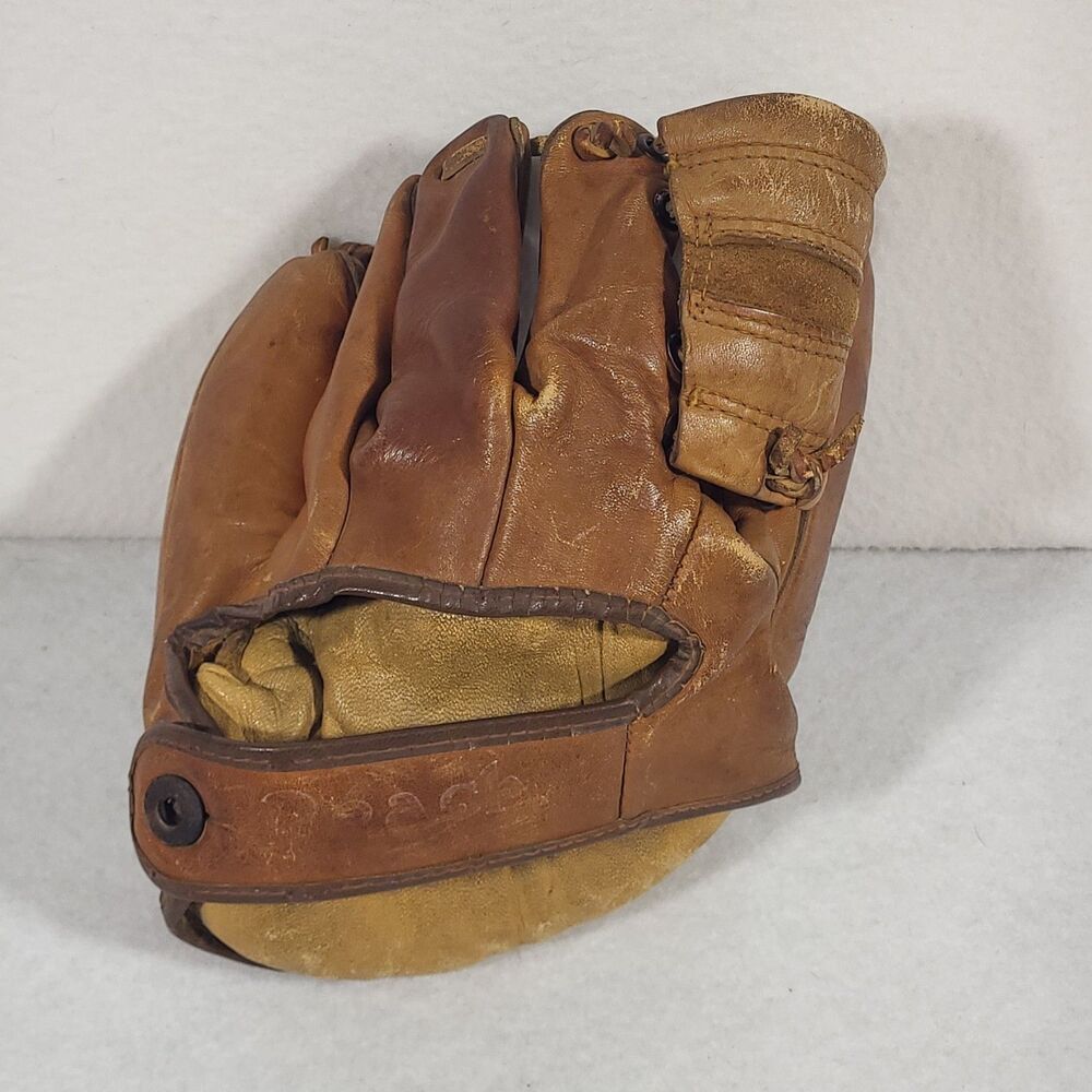 Vintage 1950s Geo.A.Reach Leather Baseball Glove Fielders Mitt Major League